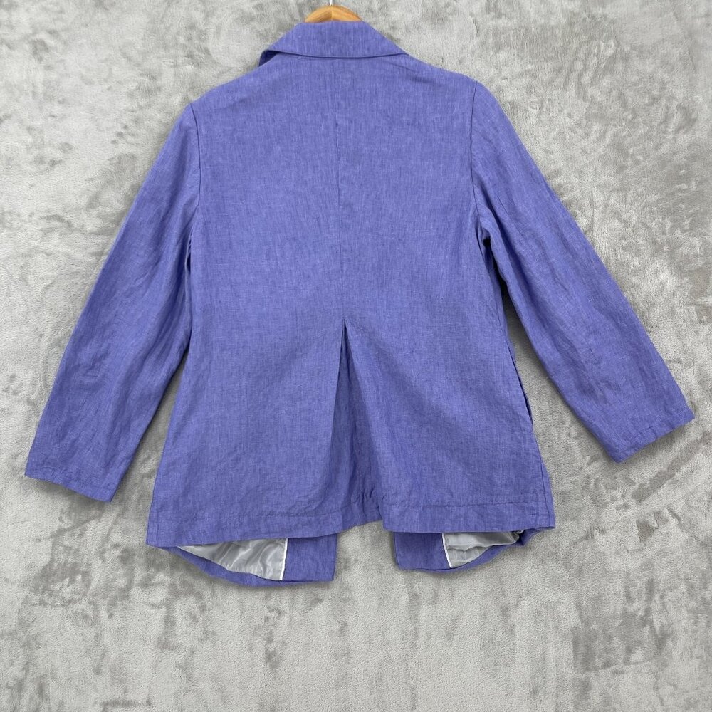 Coldwater Creek Purple Linen Blend Open Front Blazer Jacket - Picture 4 of 10